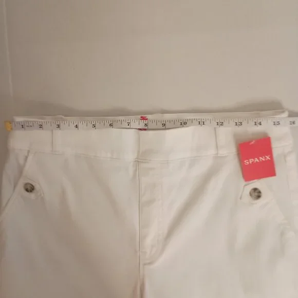 Spanx Women’s White Stretch Twill Cropped Wide Leg Pants 4 Pockets Size XL NWT - Picture 11 of 15